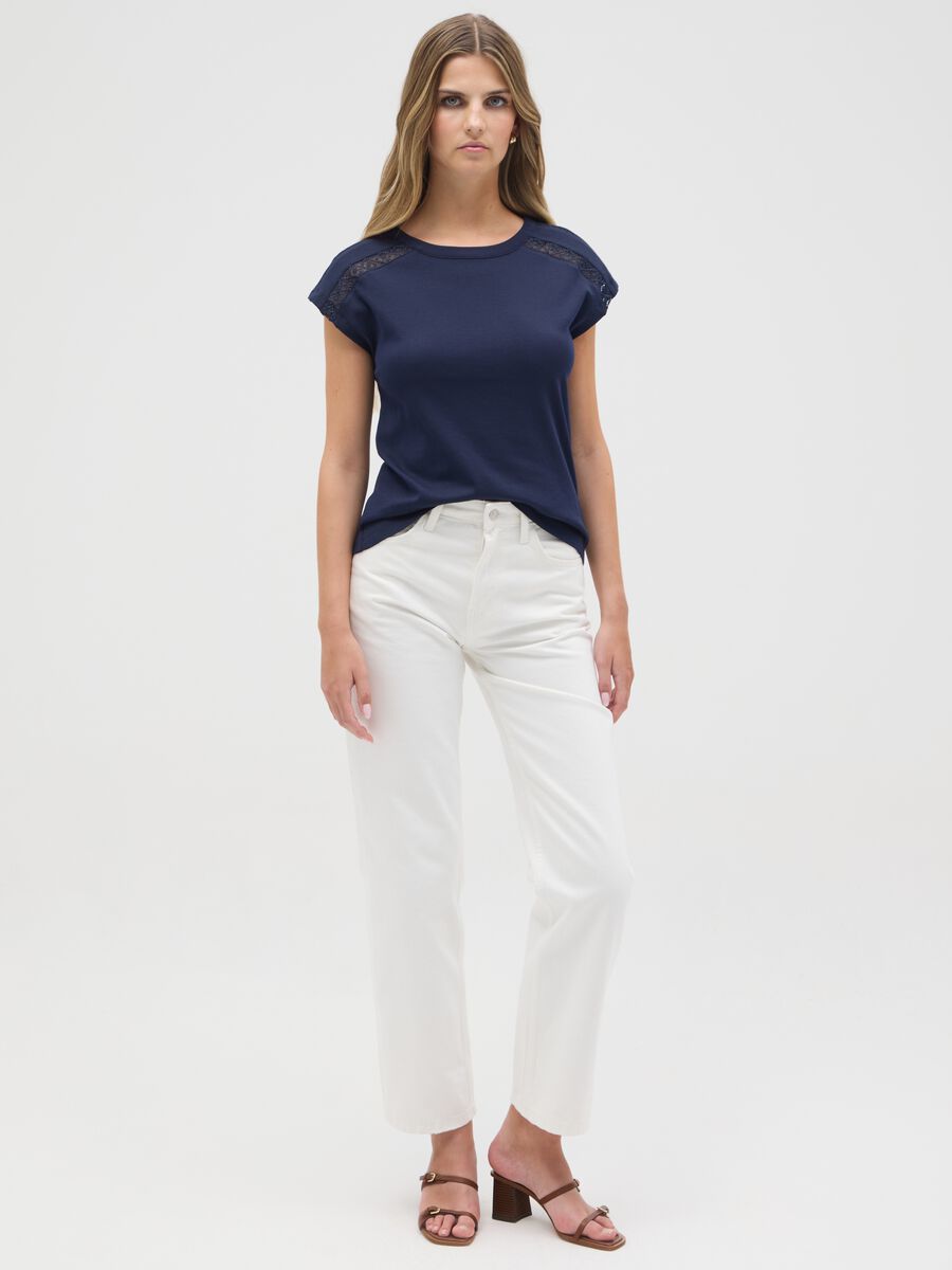 Women's regular fit blue pure cotton t-shirt_1