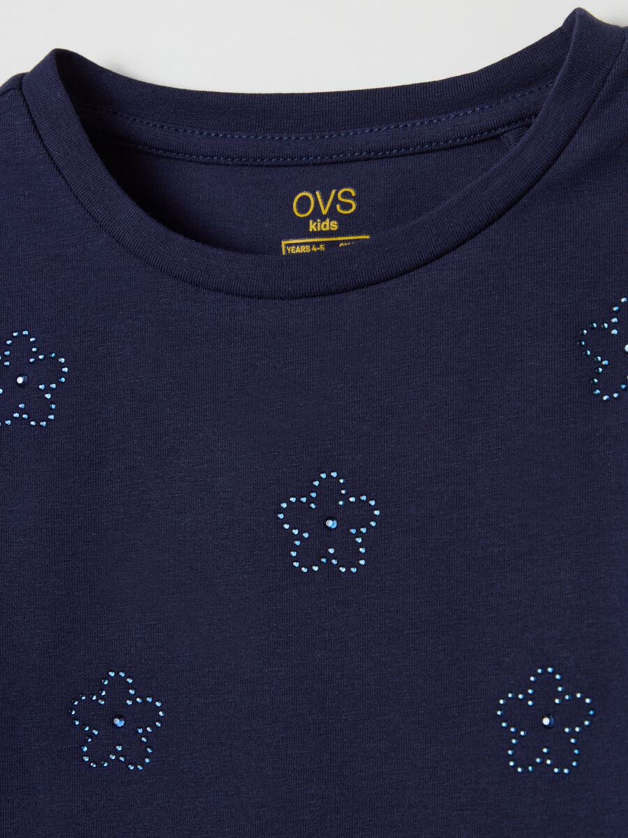 Long-sleeved T-shirt with diamanté flowers_2