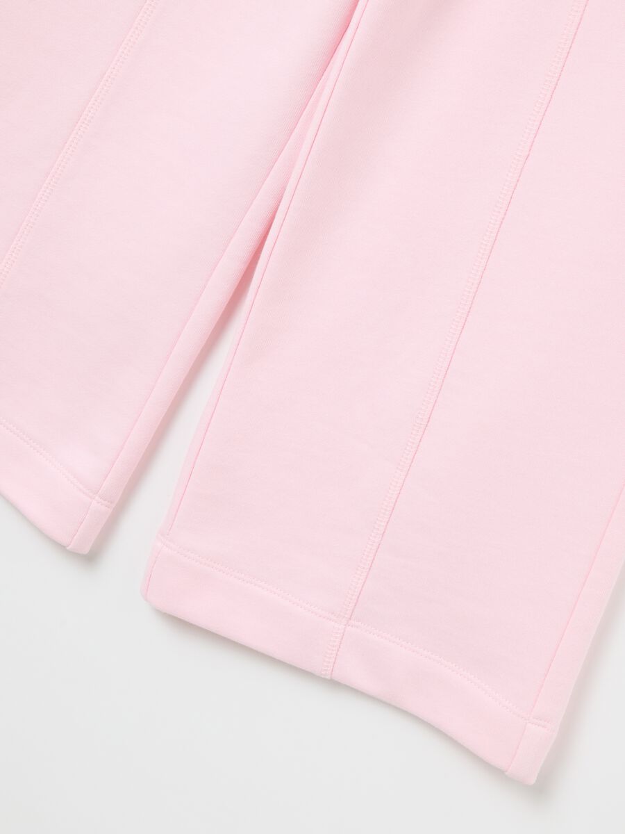 Girls' pink wide leg jogger trousers in pure cotton_2