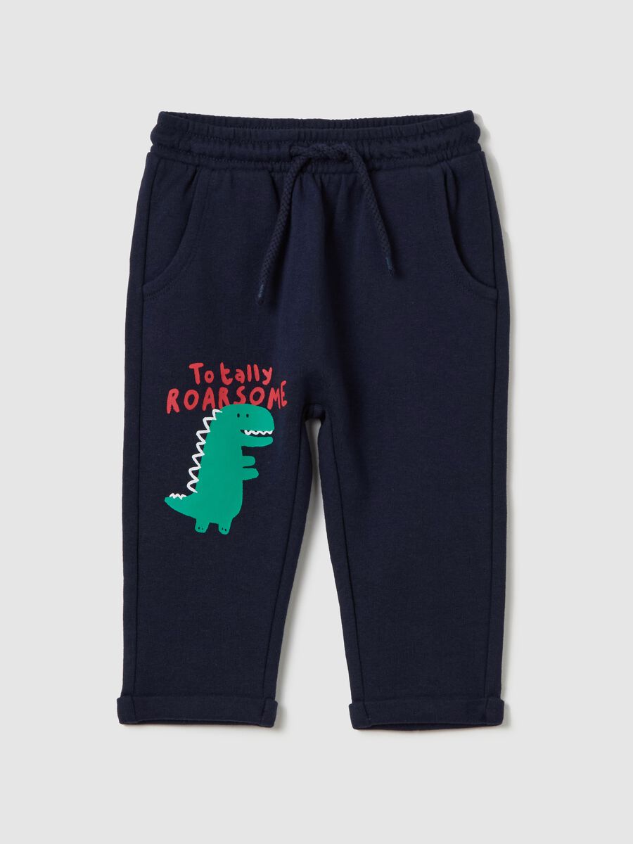 Joggers in French terry with "Totally ROARSOME" print_0