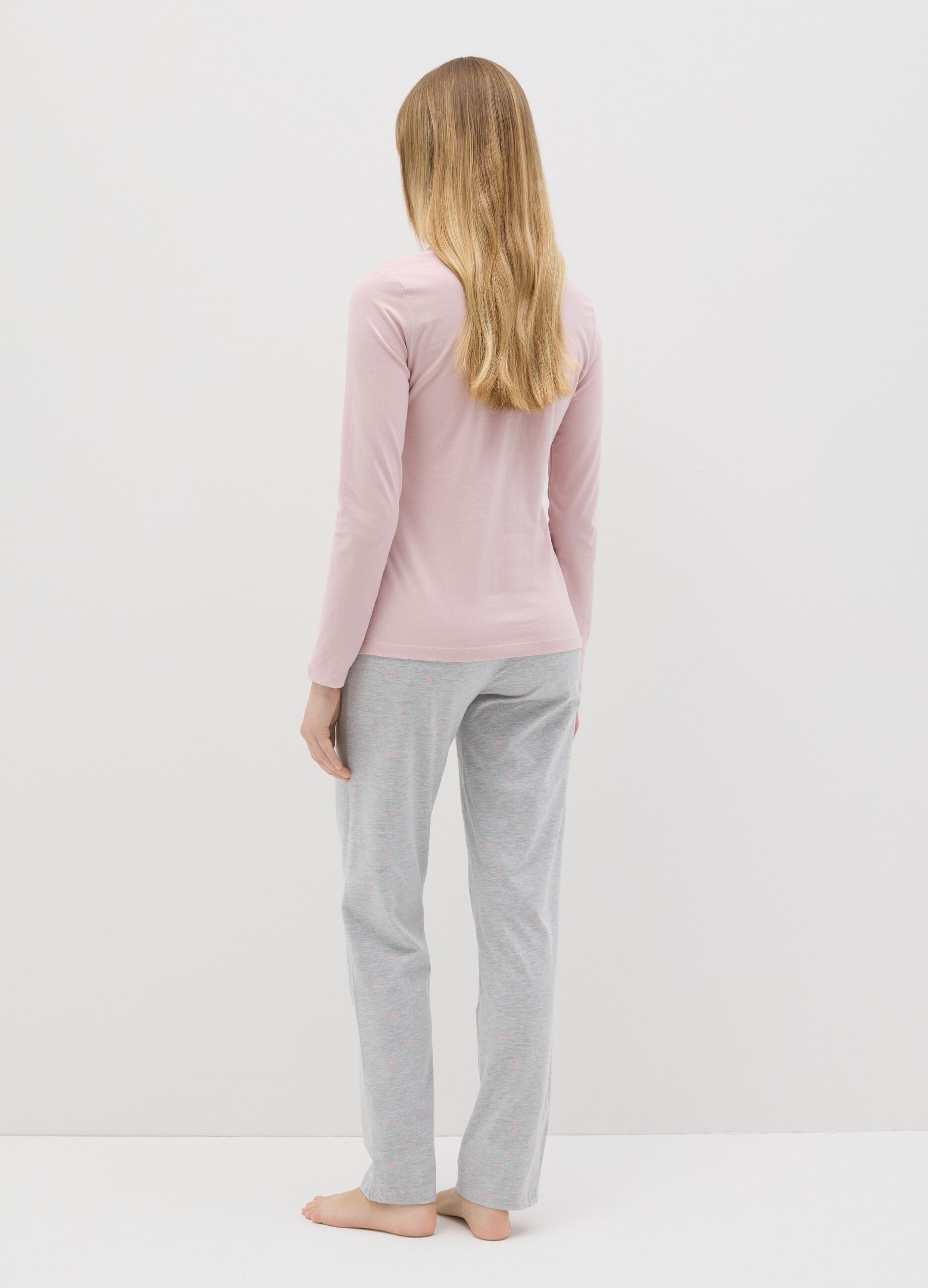 Cotton pyjamas with granddad neckline