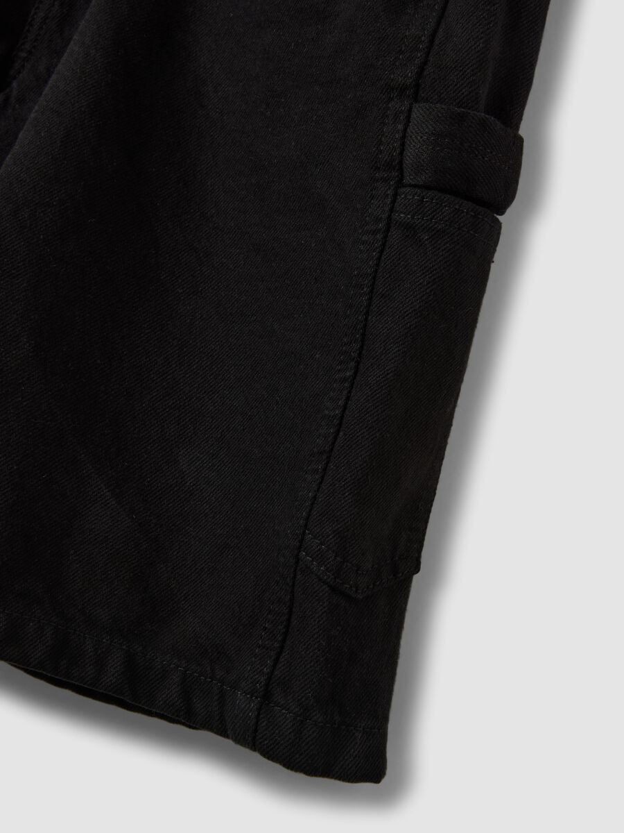 Black pure cotton cargo shorts_5