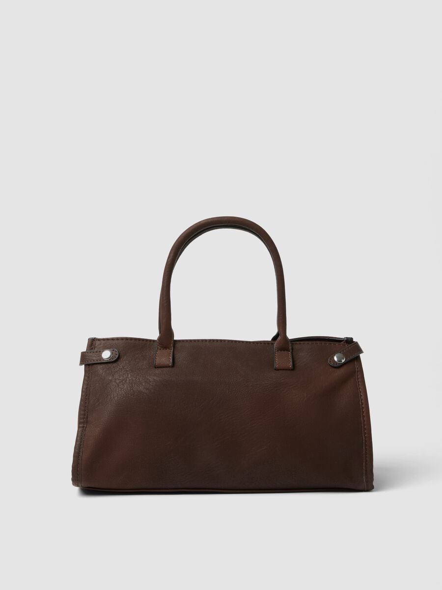 Borsa marrone a mano con tracolla removibile_1