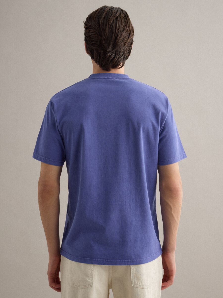 Blue pure cotton T-shirt with relaxed fit_3