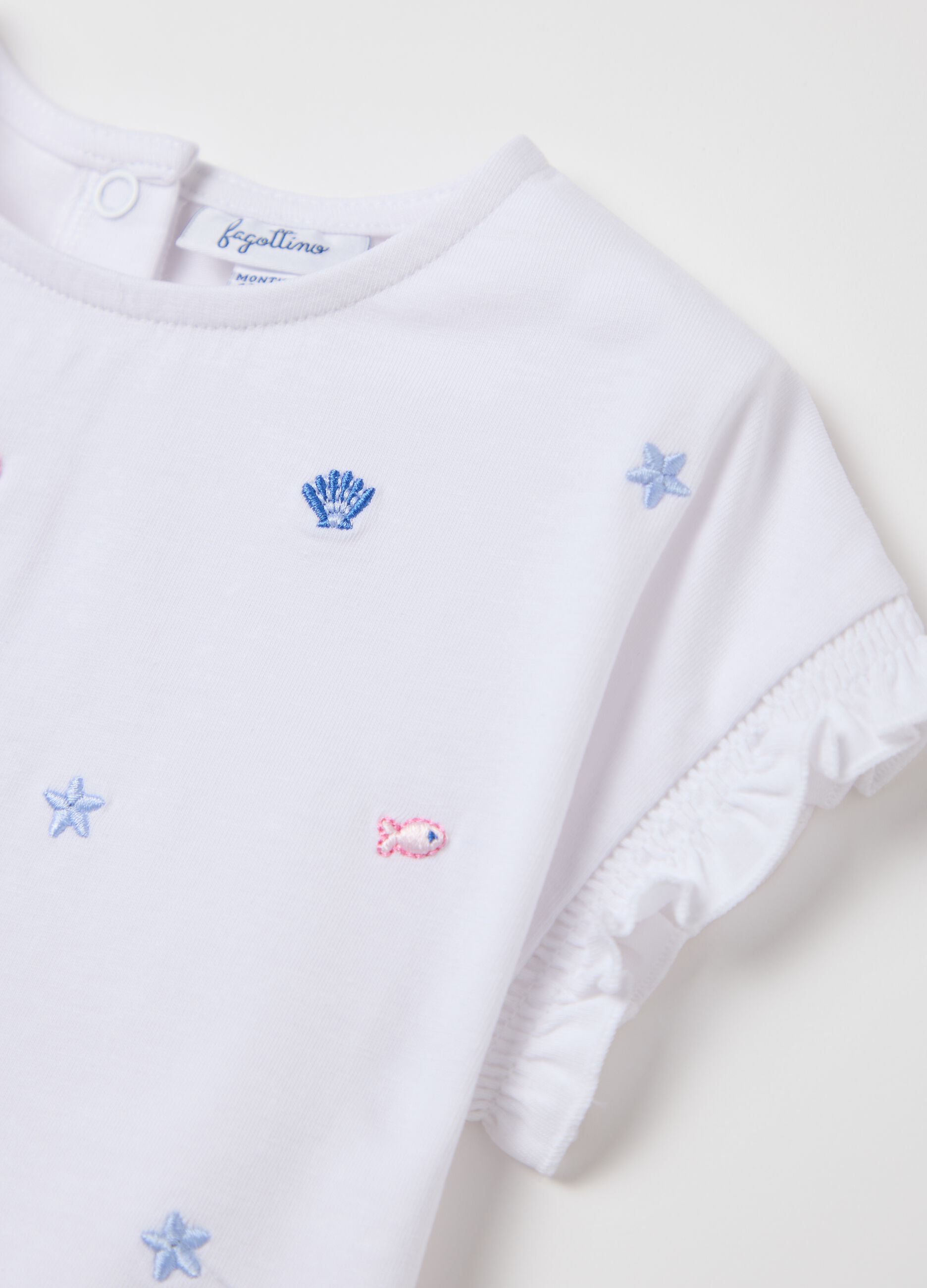 Girls’ top in white stretch cotton with regular fit