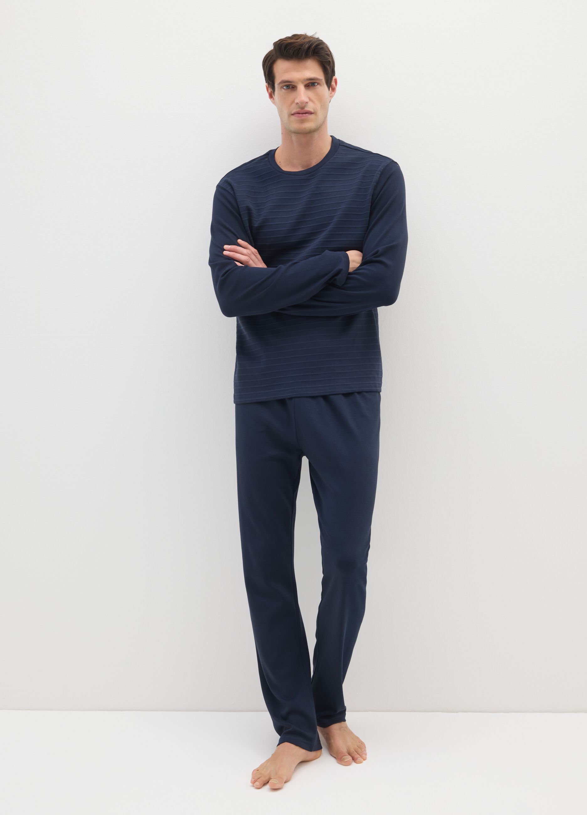 Men's Blue Cotton Pyjamas