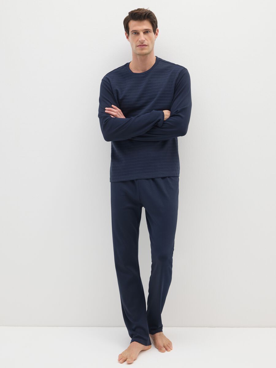 Pigiama blu da uomo in cotone_0