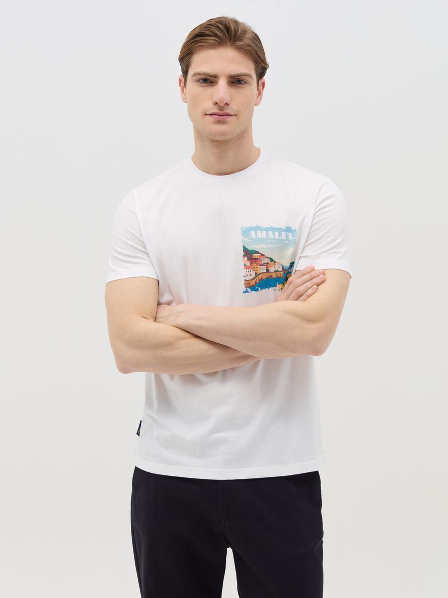 Cotton T-shirt with "Amalfi Italy" print_0