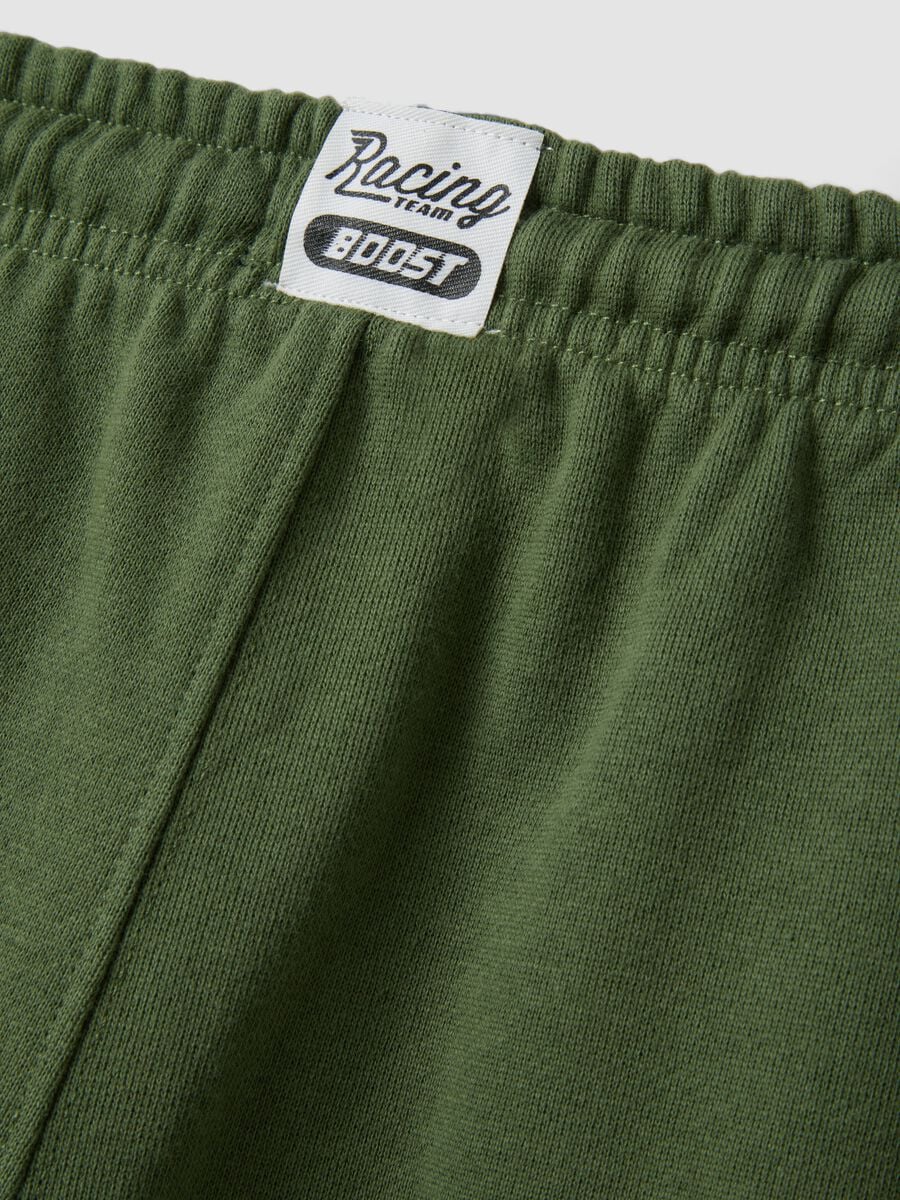Pantaloni jogger verdi in misto cotone con coulisse_3