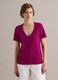 Purple pure cotton V-neck T-shirt regular fit_2