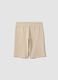 Beige pure cotton jogger shorts for boys with elasticated waist_4