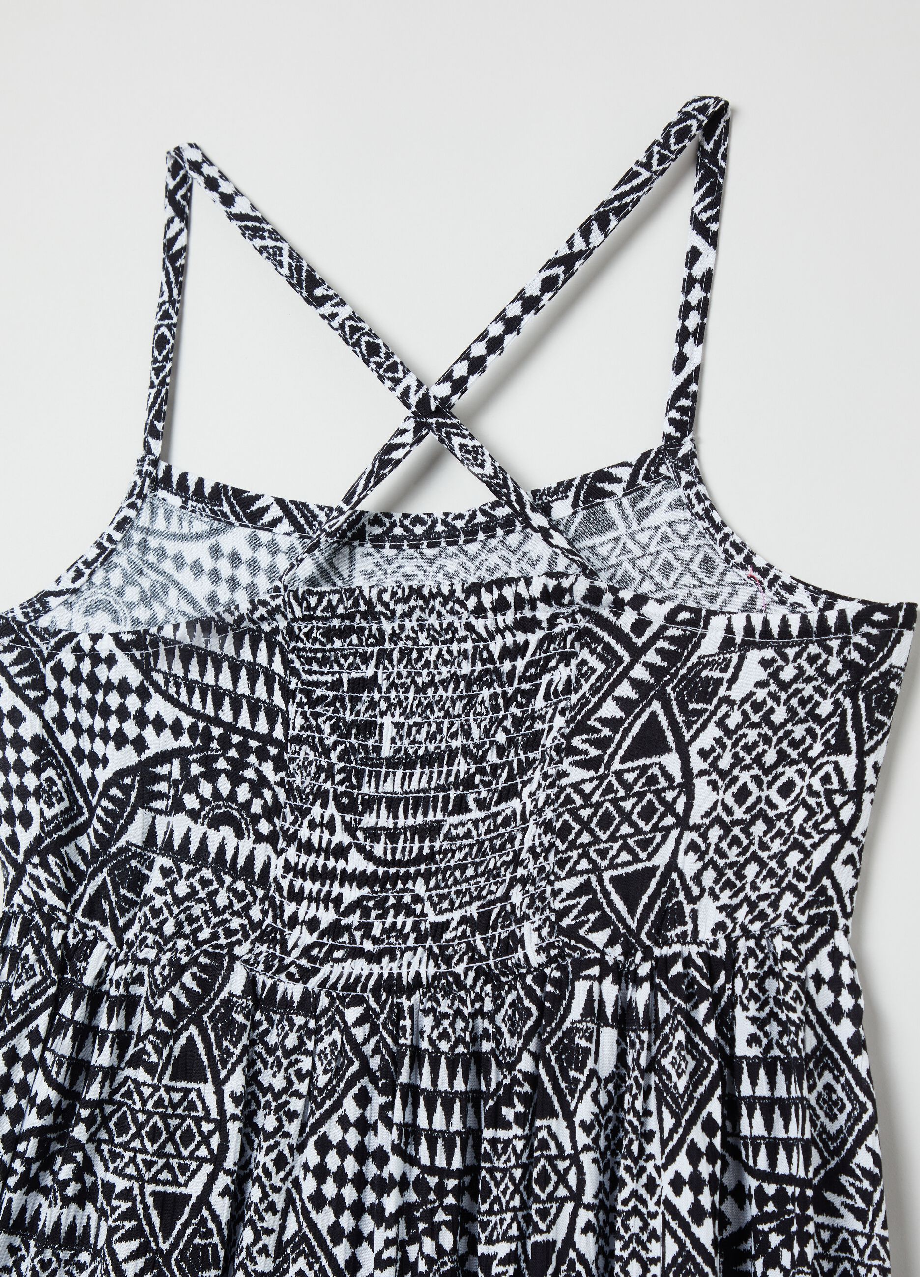 Vestito in viscosa con stampa geometrica_2