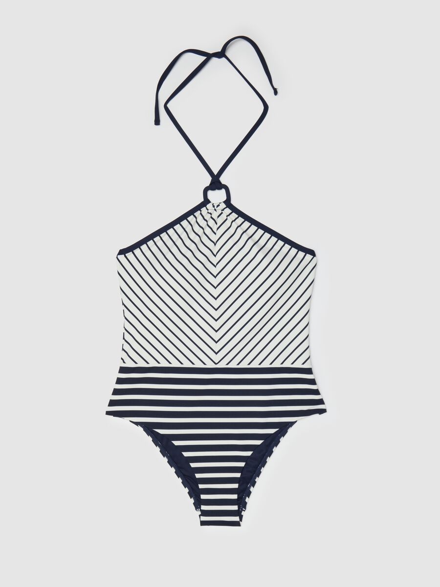Women's one-piece swimsuit in multicoloured stretch fabric_4