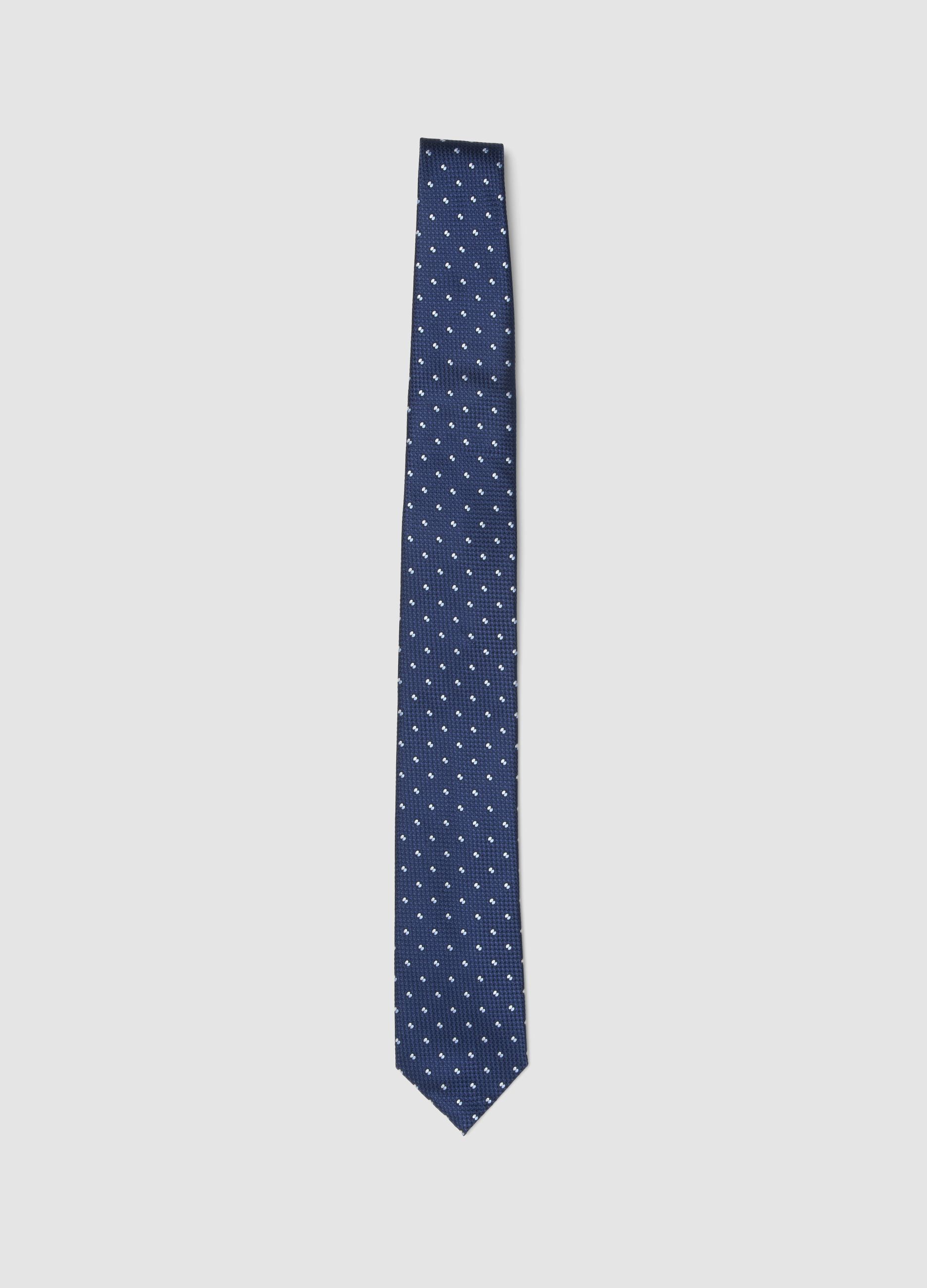 Blue tie 7.5 cm blade with polka dot pattern