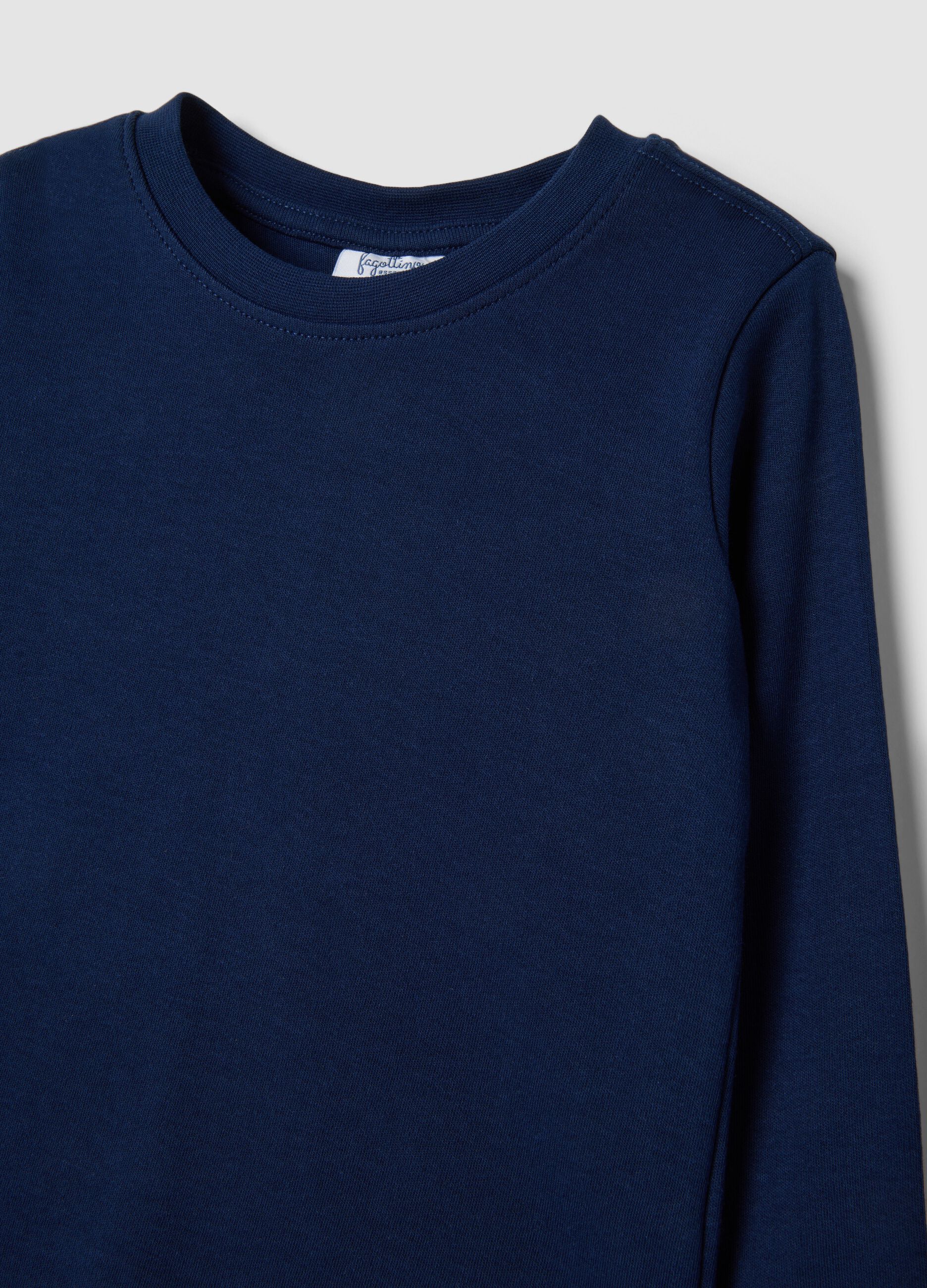 Maglietta blu navy in puro cotone organico con girocollo