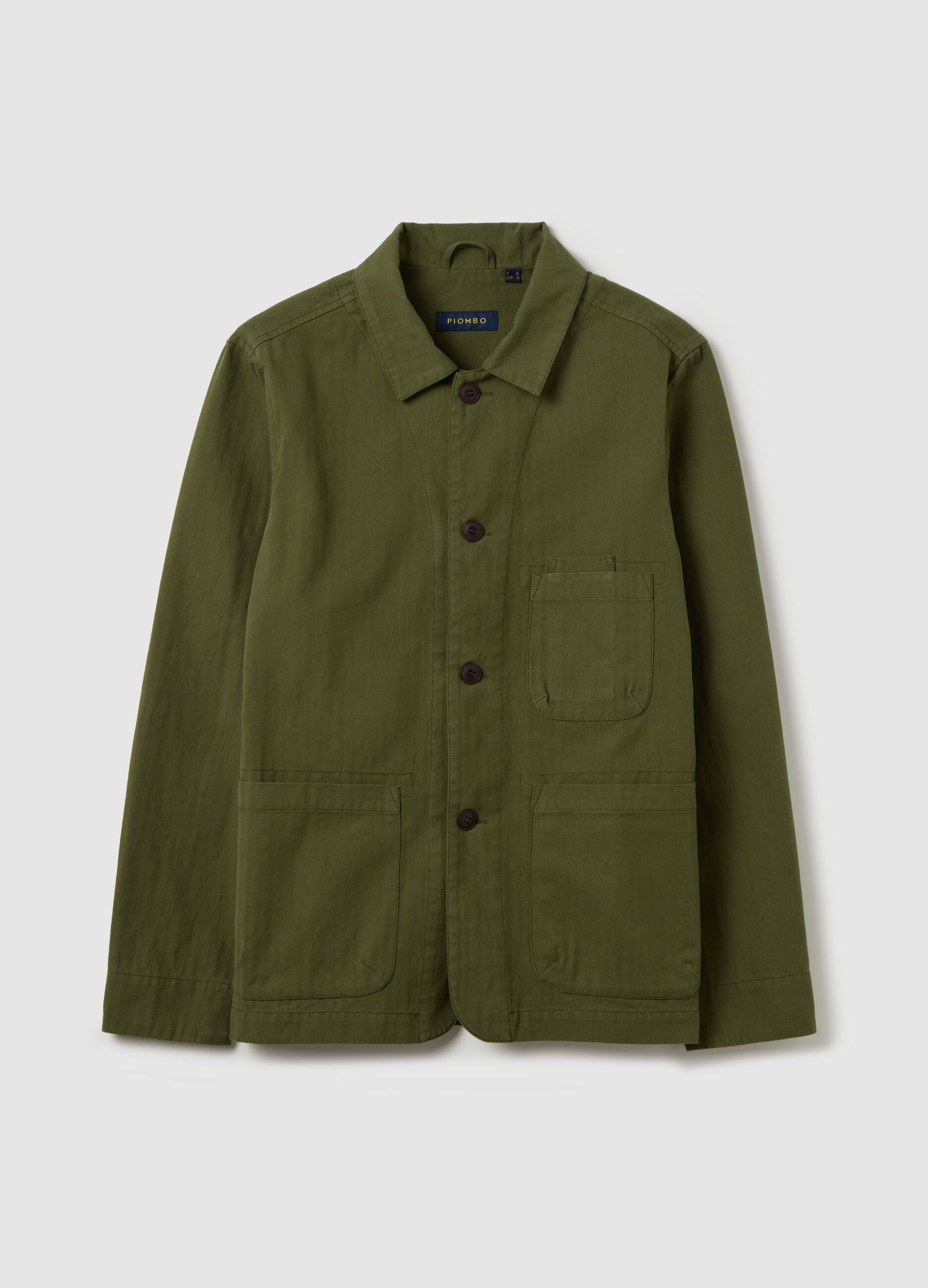 Striped shacket with herringbone motif