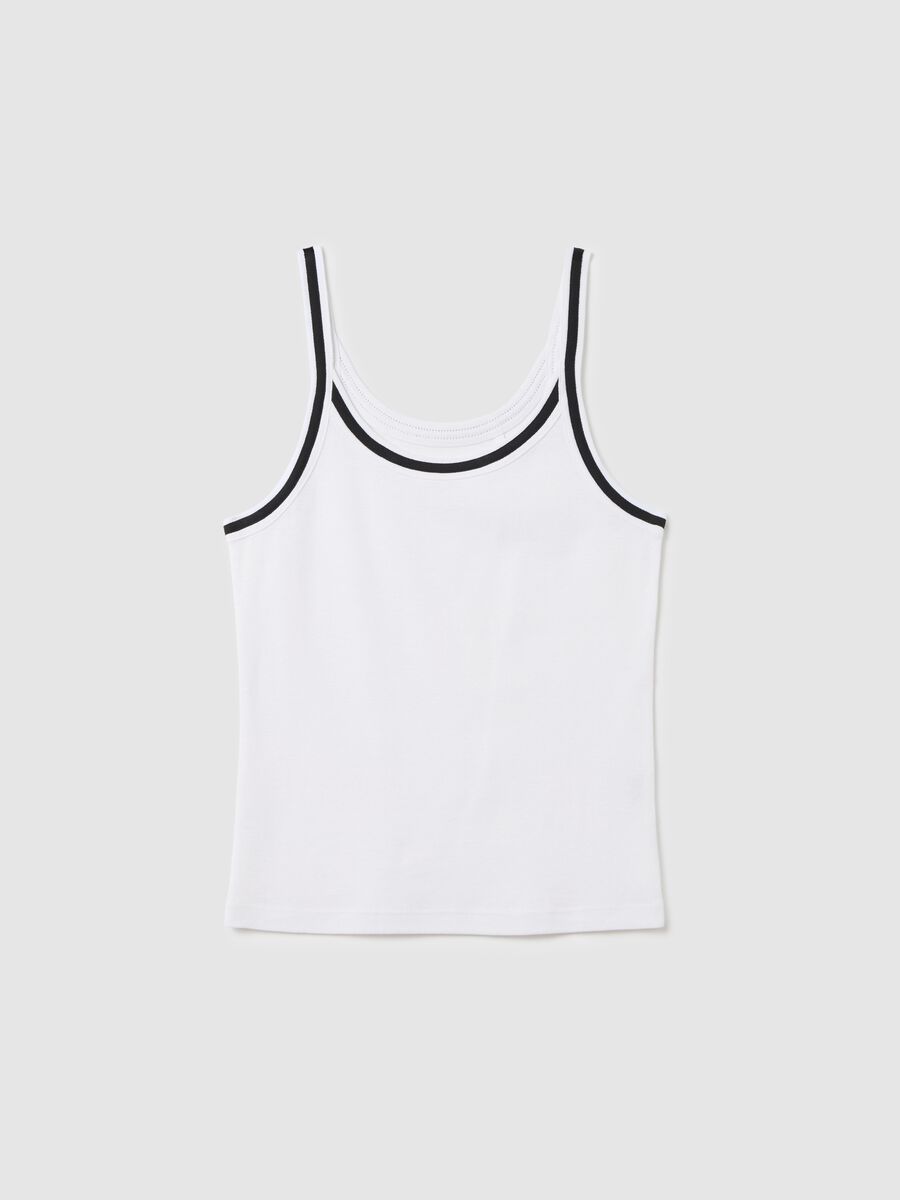 White Cotton Tank Top by Ovs_4
