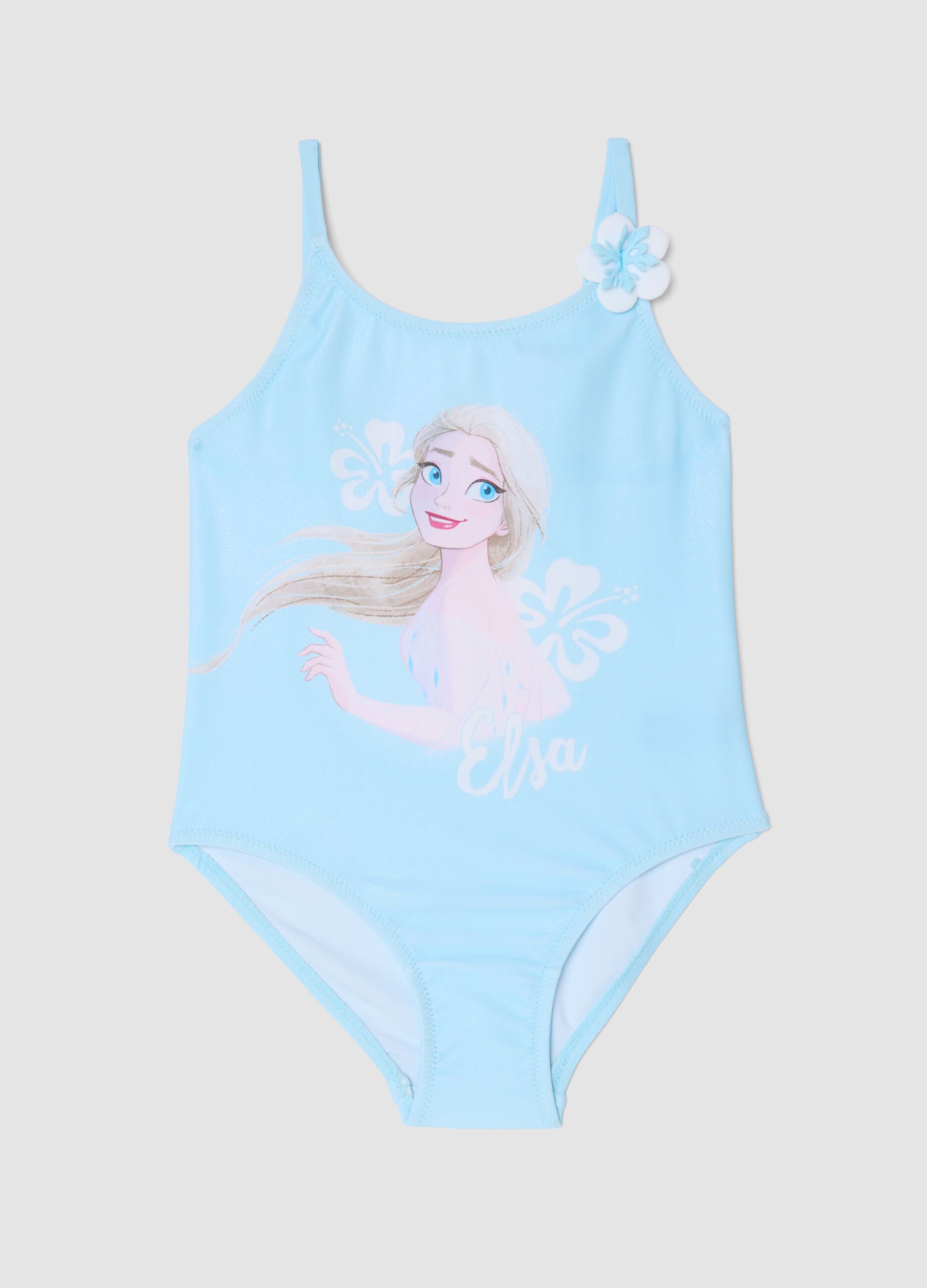 Blue one-piece swimsuit in stretch fabric