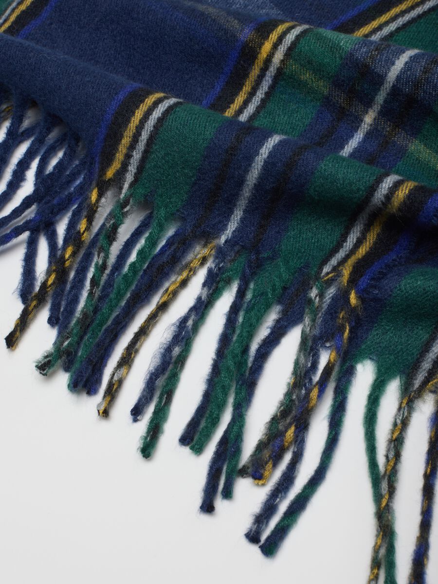Sciarpa multicolor a quadri con frange_2