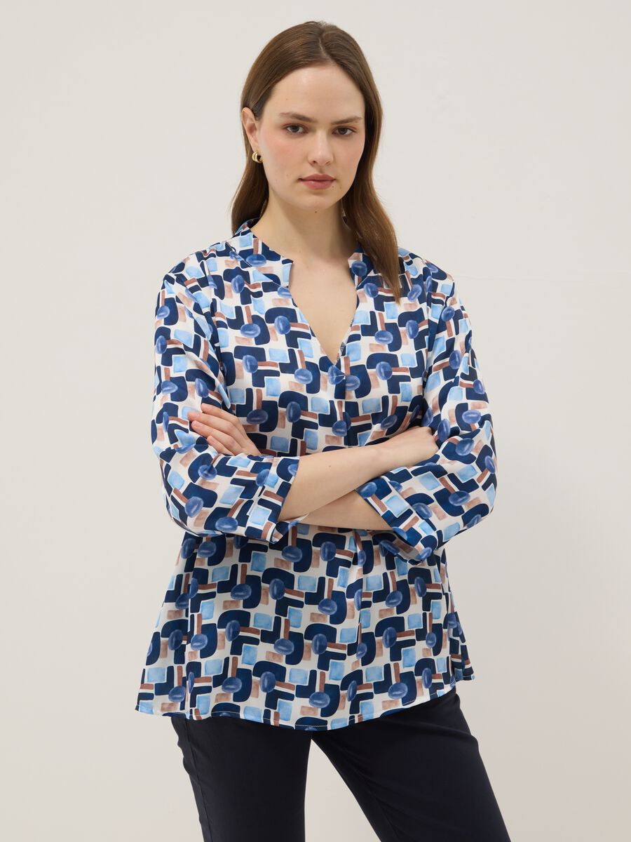 Blusa con fantasia multicolor regular fit_0