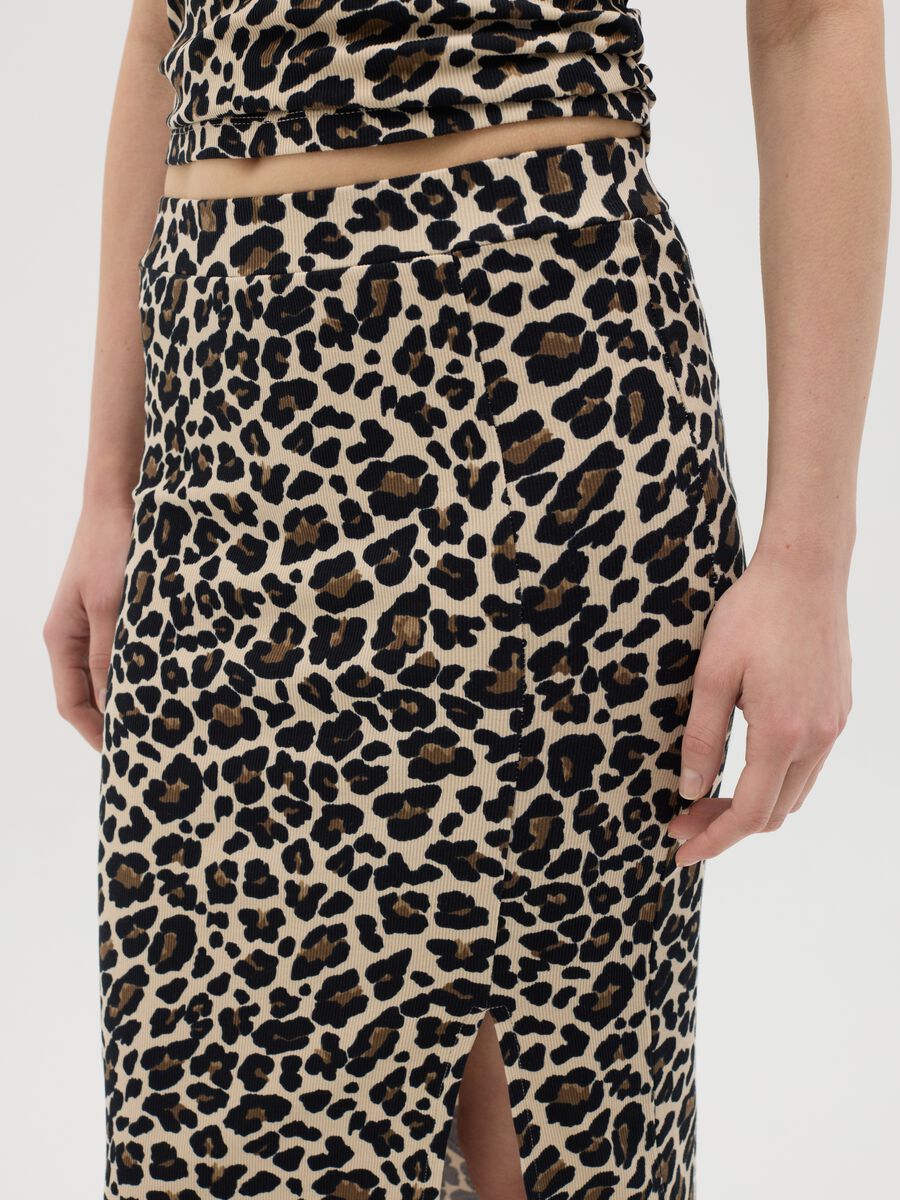 Leopard Print Stretch Midi Skirt Ovs_2