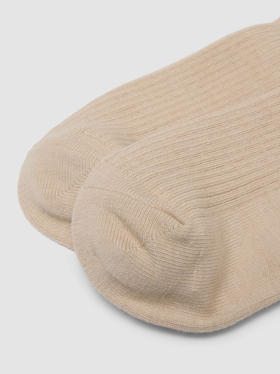 Beige ankle socks in stretch cotton_2