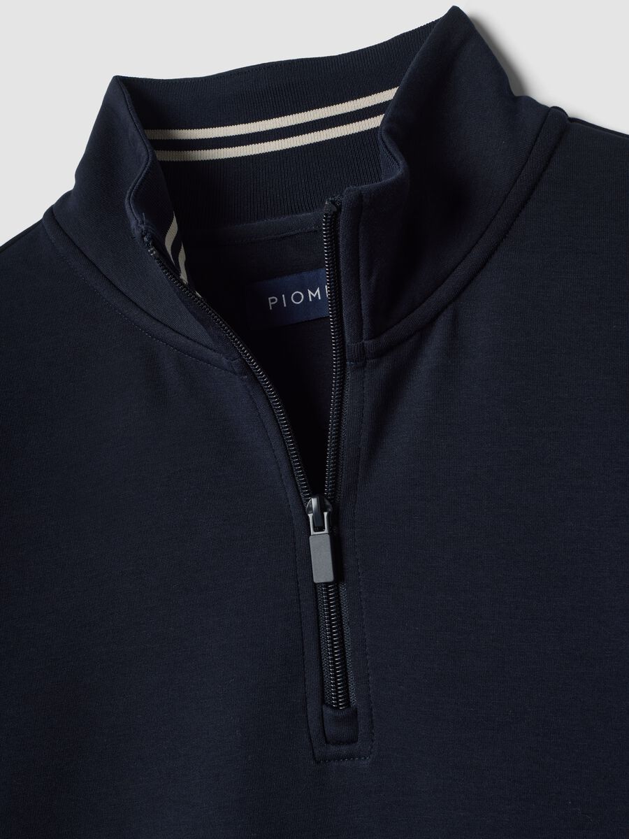 Half-zip blu in cotone elasticizzato traspirante 2 Way Stretch_1