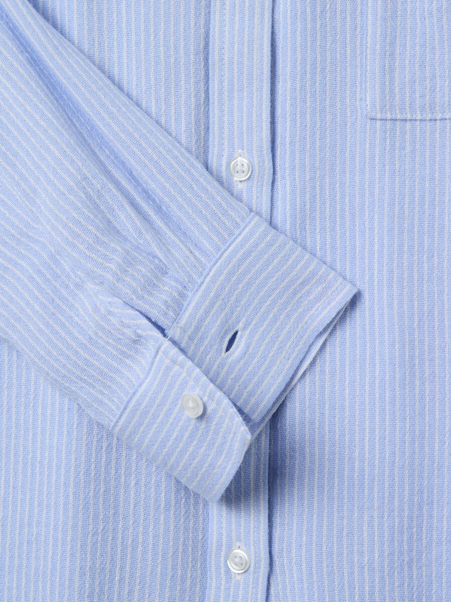 Striped blue chambray shirt in cotton and linen_5