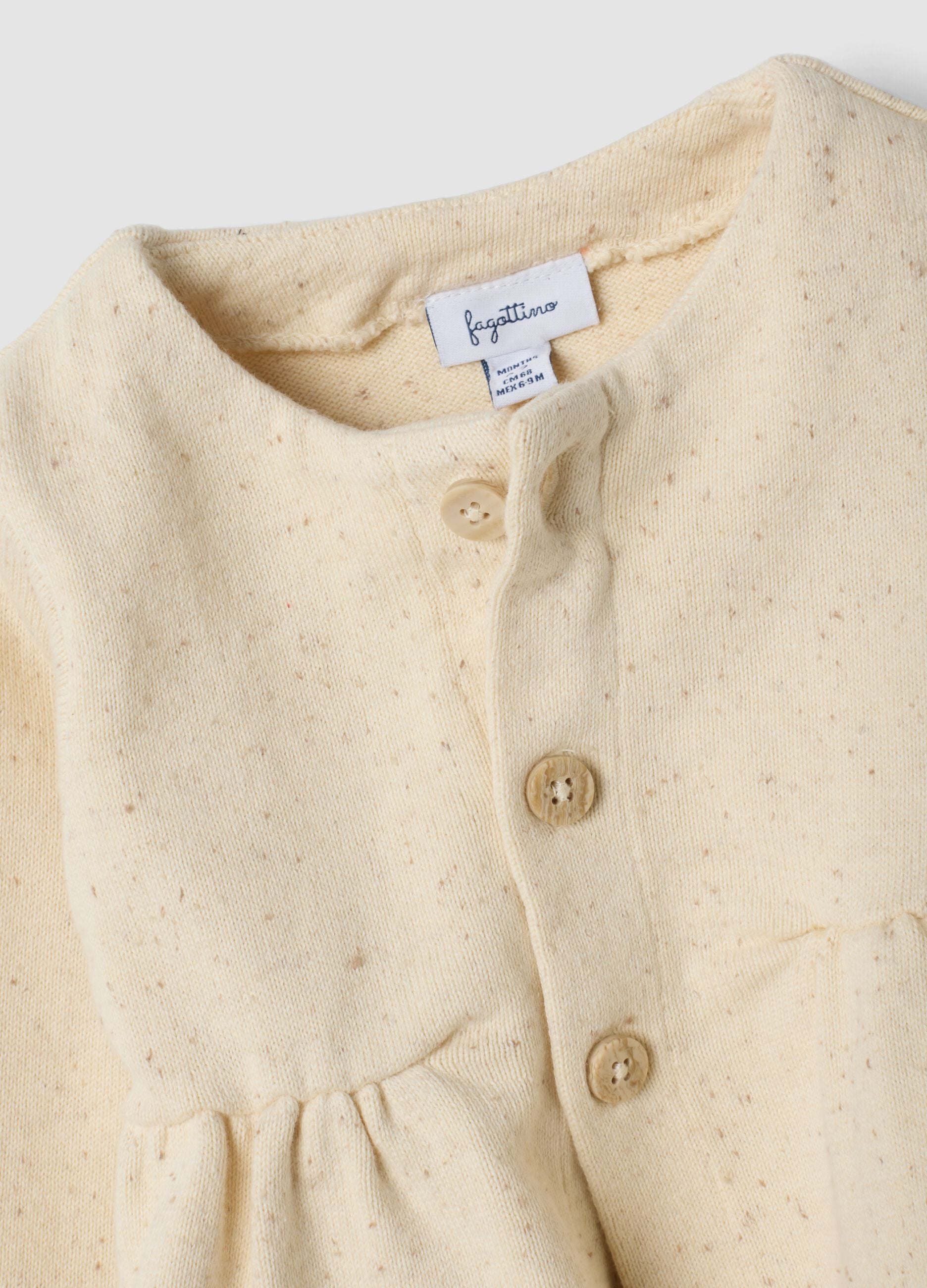Cardigan bianco girocollo in misto cotone organico regular fit