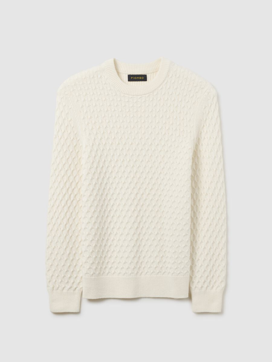 White cotton blend regular fit jumper_4