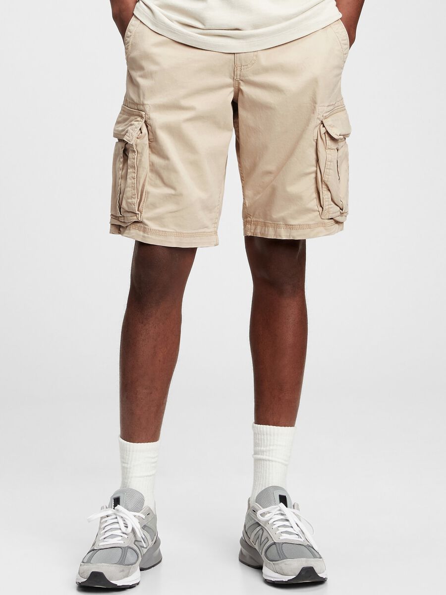 Bermuda cargo shorts in cotton and Lyocell_0