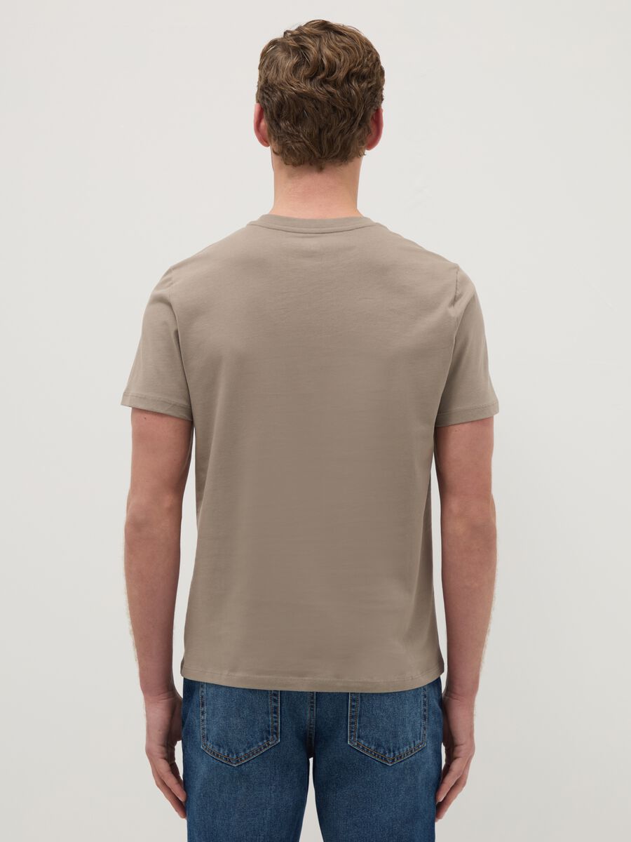 Beige T-shirt in pure cotton regular fit_2