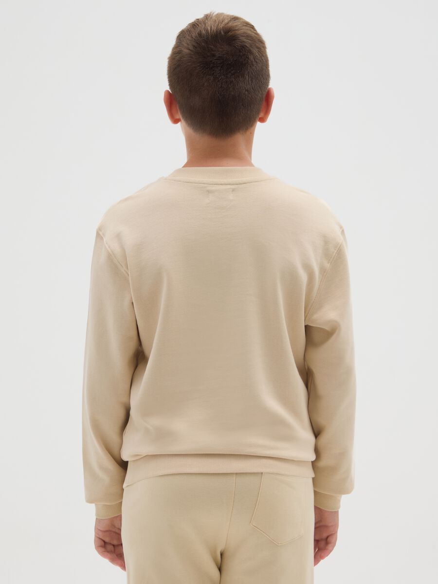 Felpa da ragazzo in puro cotone beige relaxed fit_1