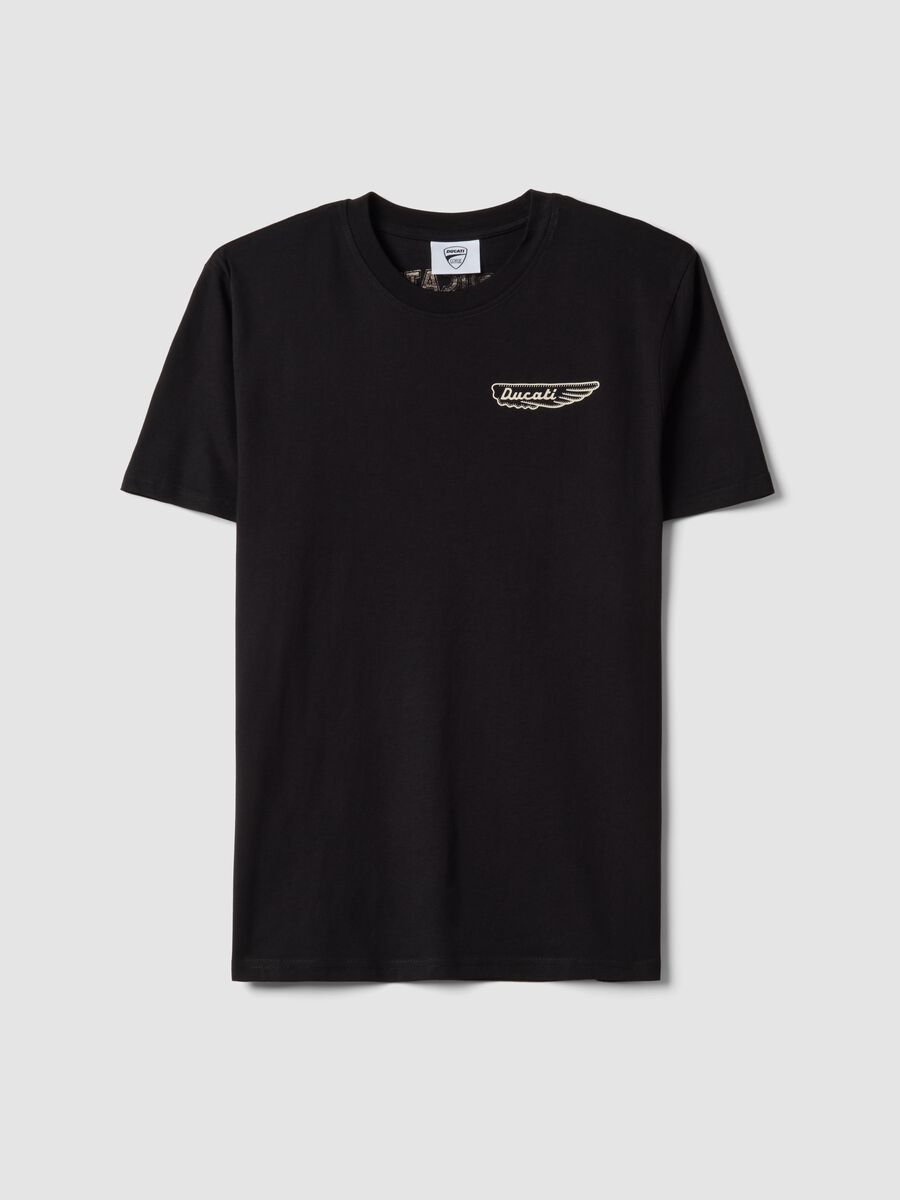 T-shirt in puro cotone nero regular fit con stampa Ducati_4