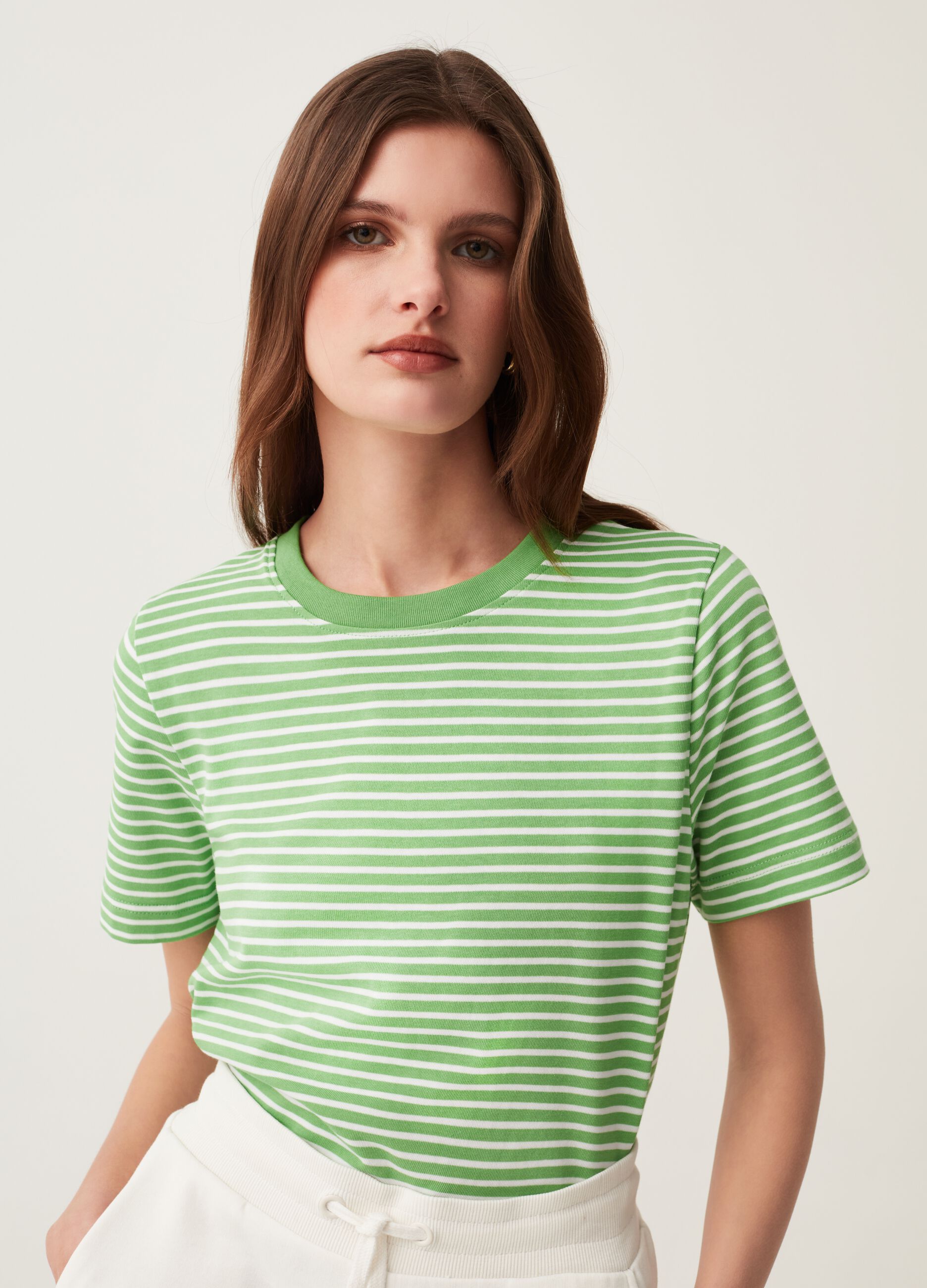 Ovs T-shirt girocollo Fitness in cotone a righe