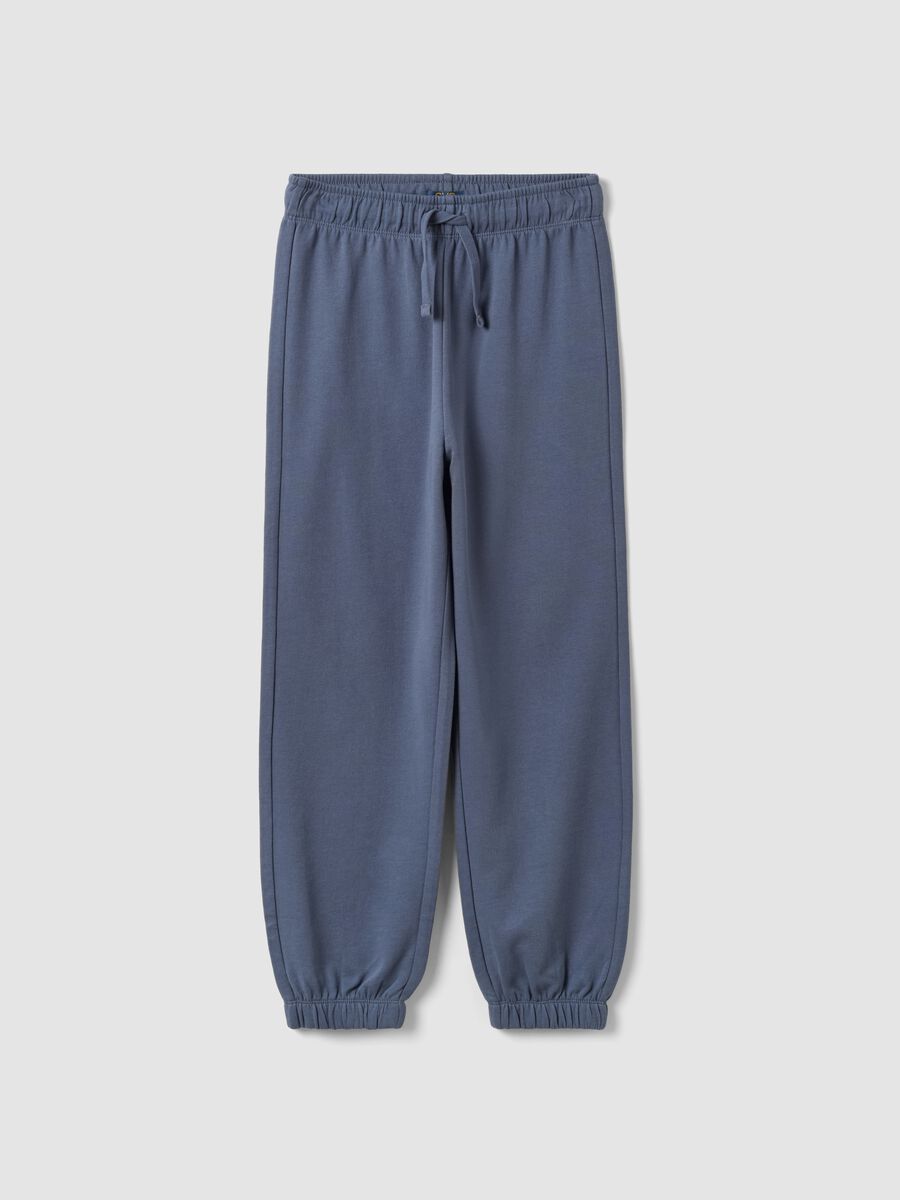 Pantaloni jogger grigi in puro cotone organico per ragazzo relaxed fit_0