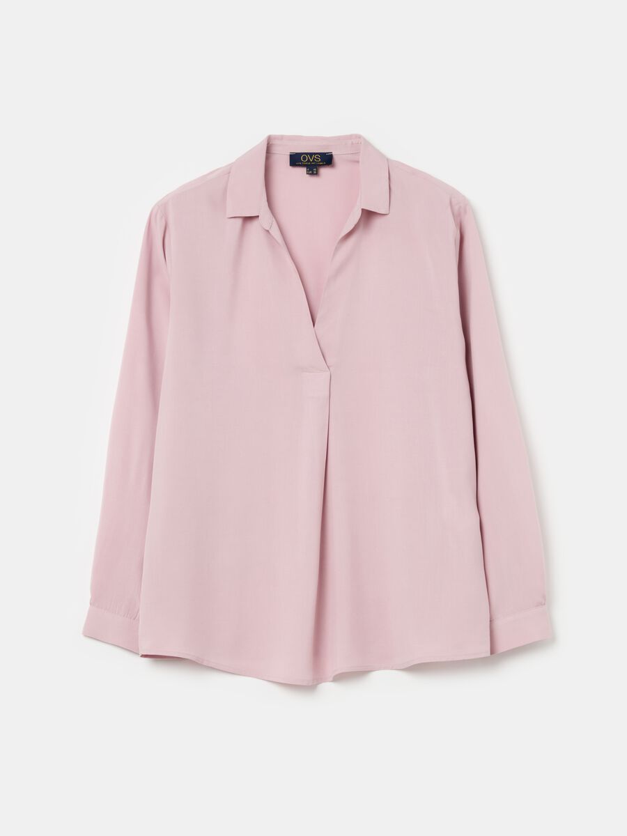 Blusa con scollo a polo maniche lunghe_4