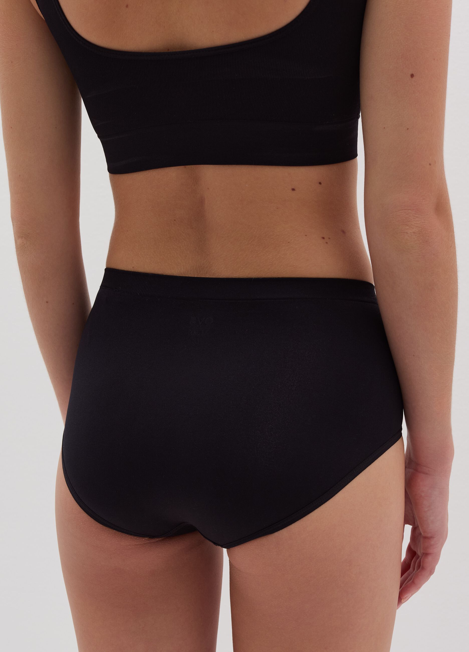 Culotte a vita alta in tessuto elasticizzato nero