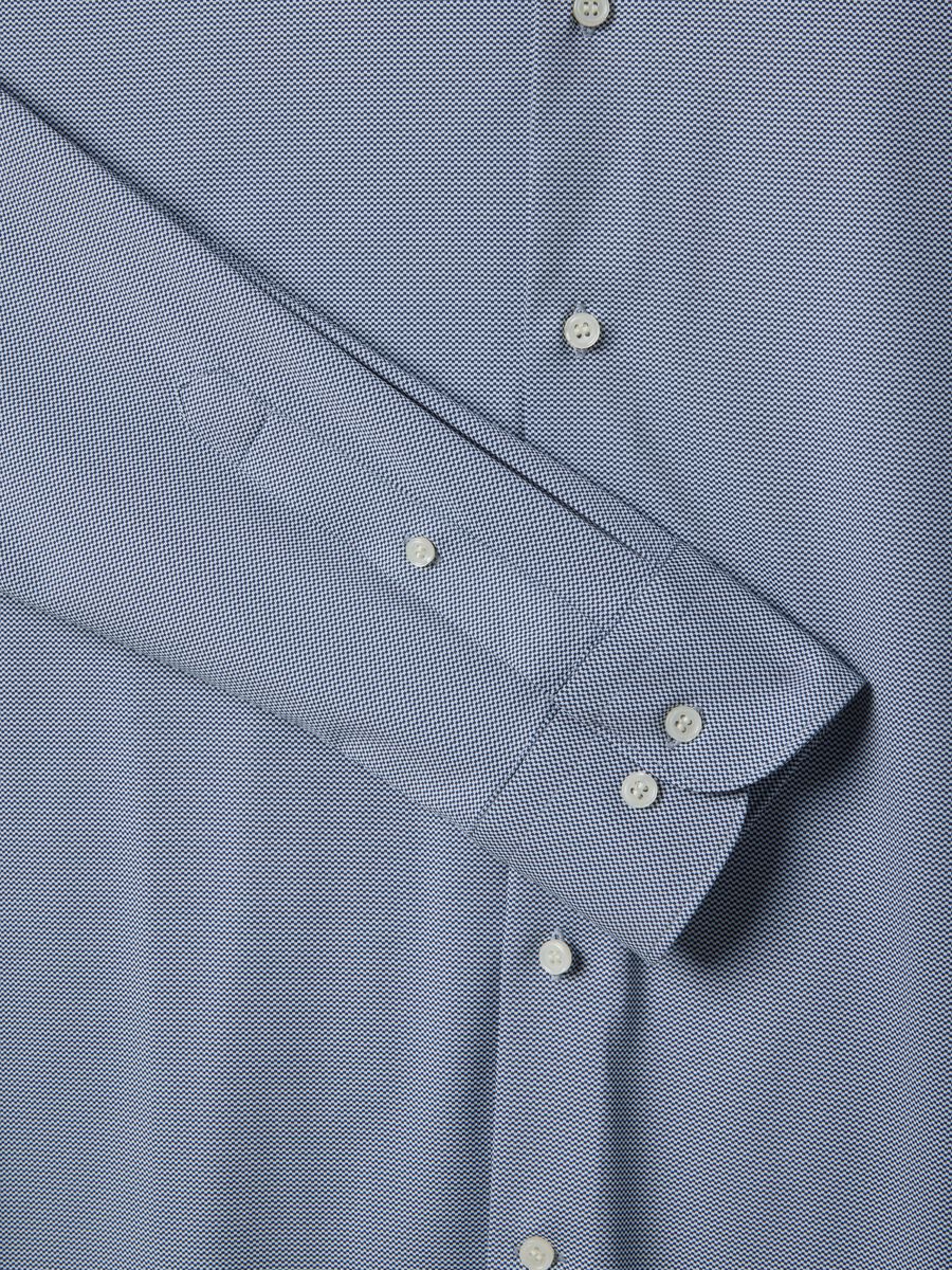 Blue Slim Fit Shirt with Buttons and Traditional Collar_1