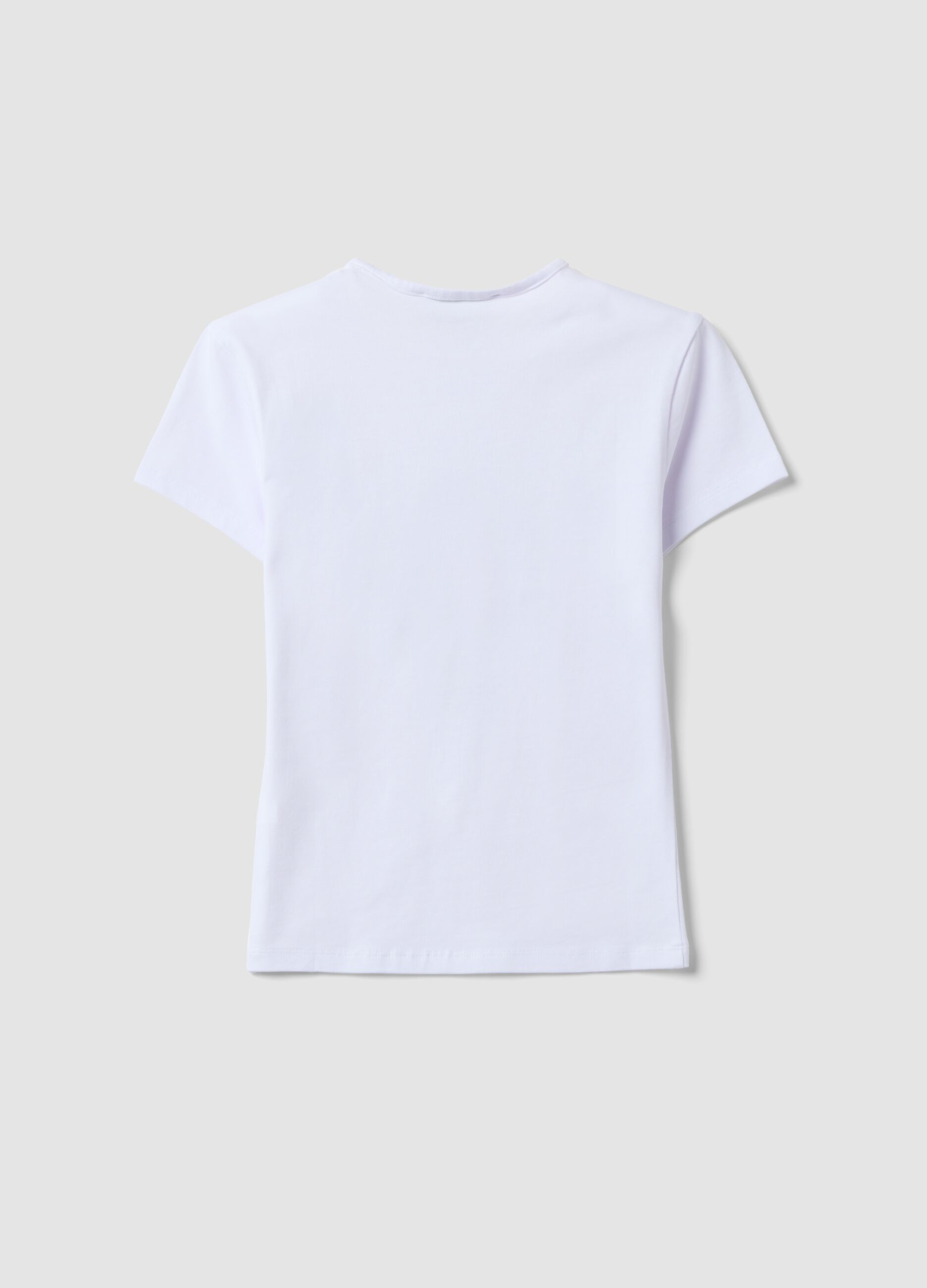 White fitted pure cotton T-shirt with Six Seven front print