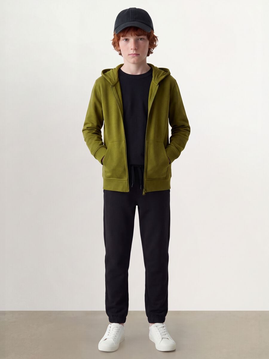 Green organic cotton hooded sweatshirt, regular fit, for boys_1