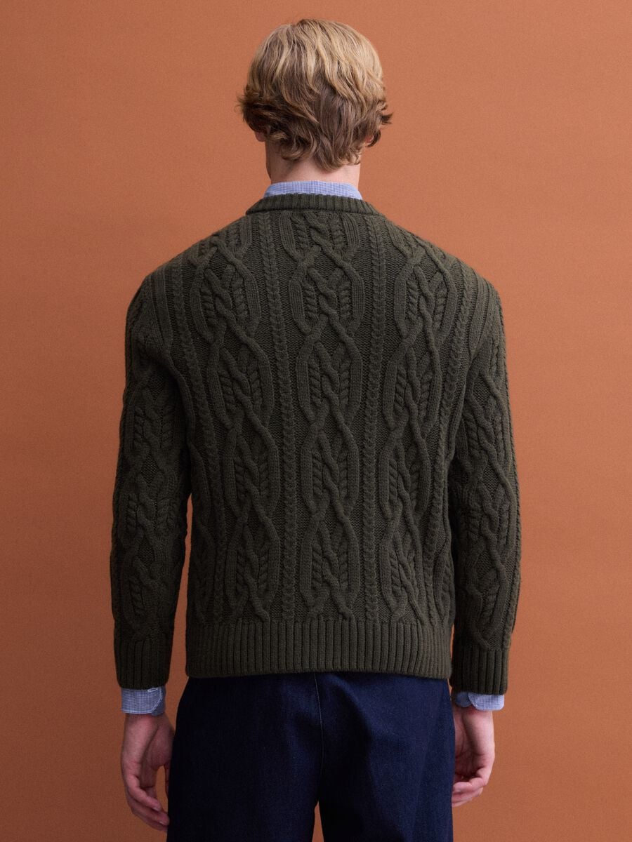 Maglia verde in misto lana jacquard regular fit_3