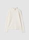 White pure organic cotton T-shirt with mock neck_3