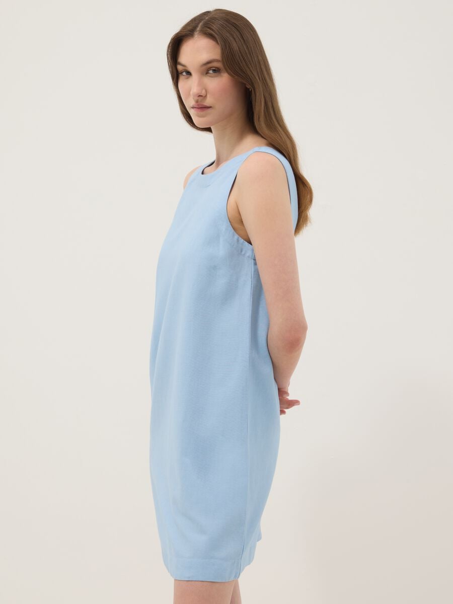 Light blue regular-fit dress in a viscose, cotton and linen blend_0