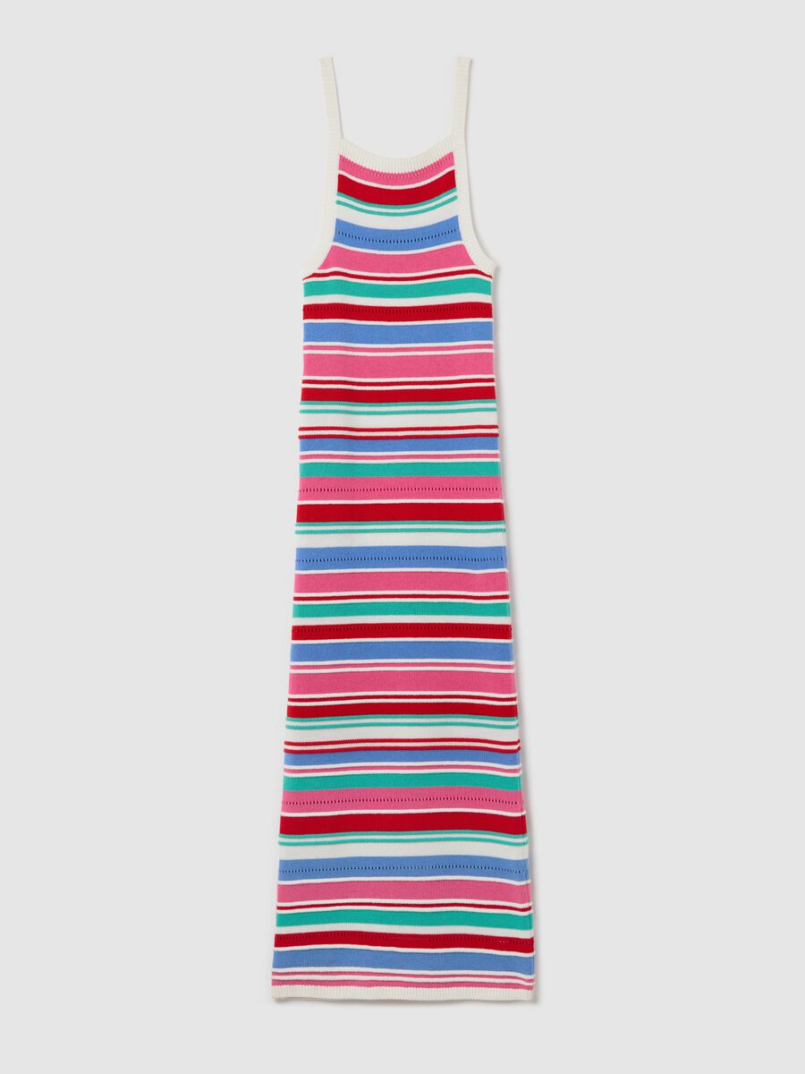 Sleeveless dress with multicoloured stripes_4