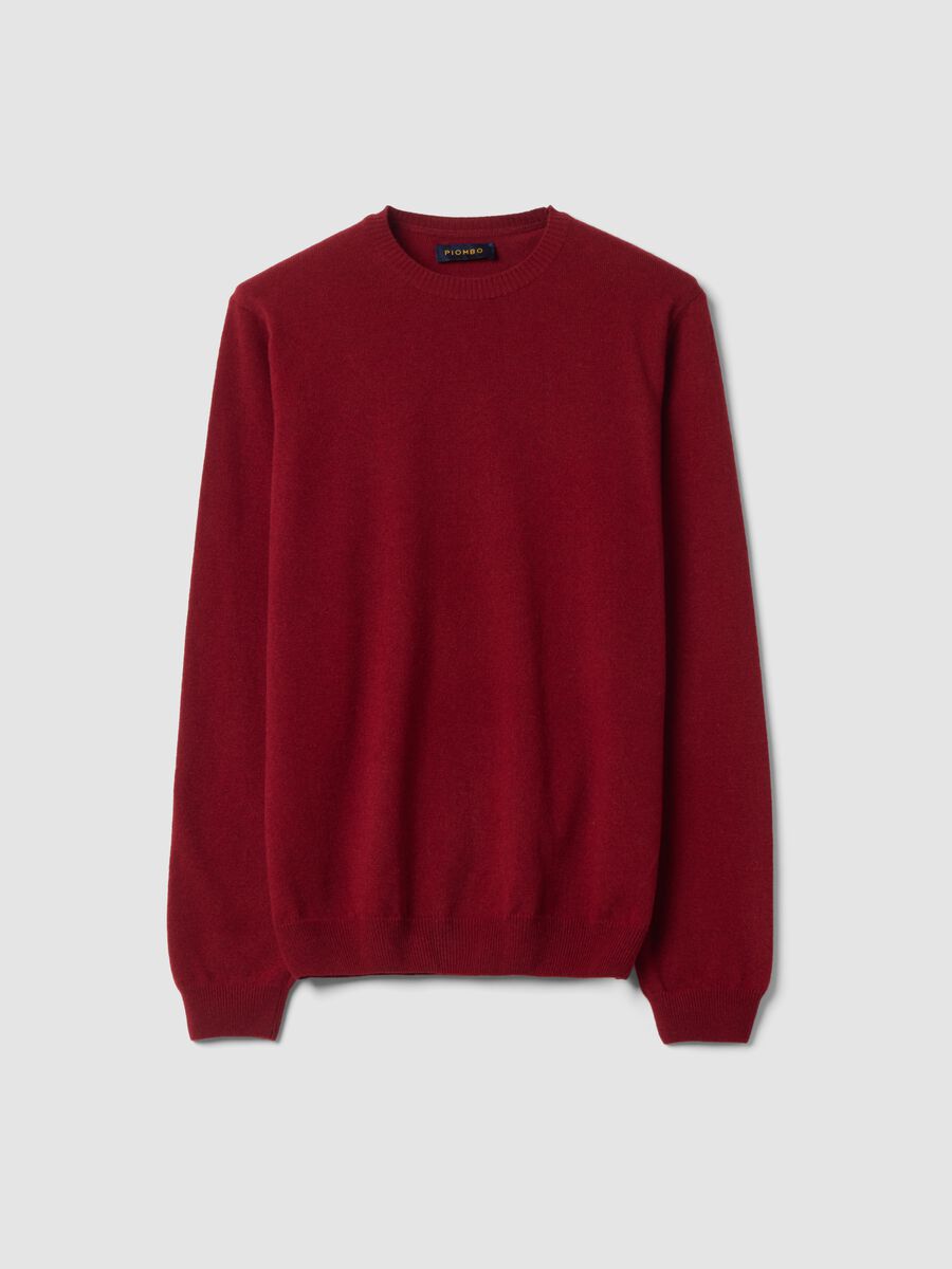 Pullover rosso in pura lana a girocollo regular fit_0