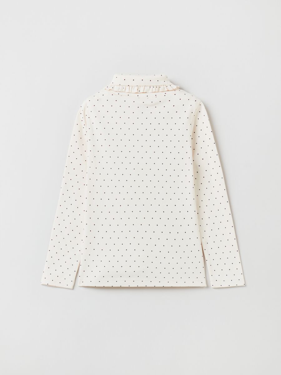 T-shirt a collo alto con stampa pois_1