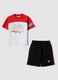 Completo rosso in cotone elasticizzato con t-shirt e shorts per bambino regular fit_0