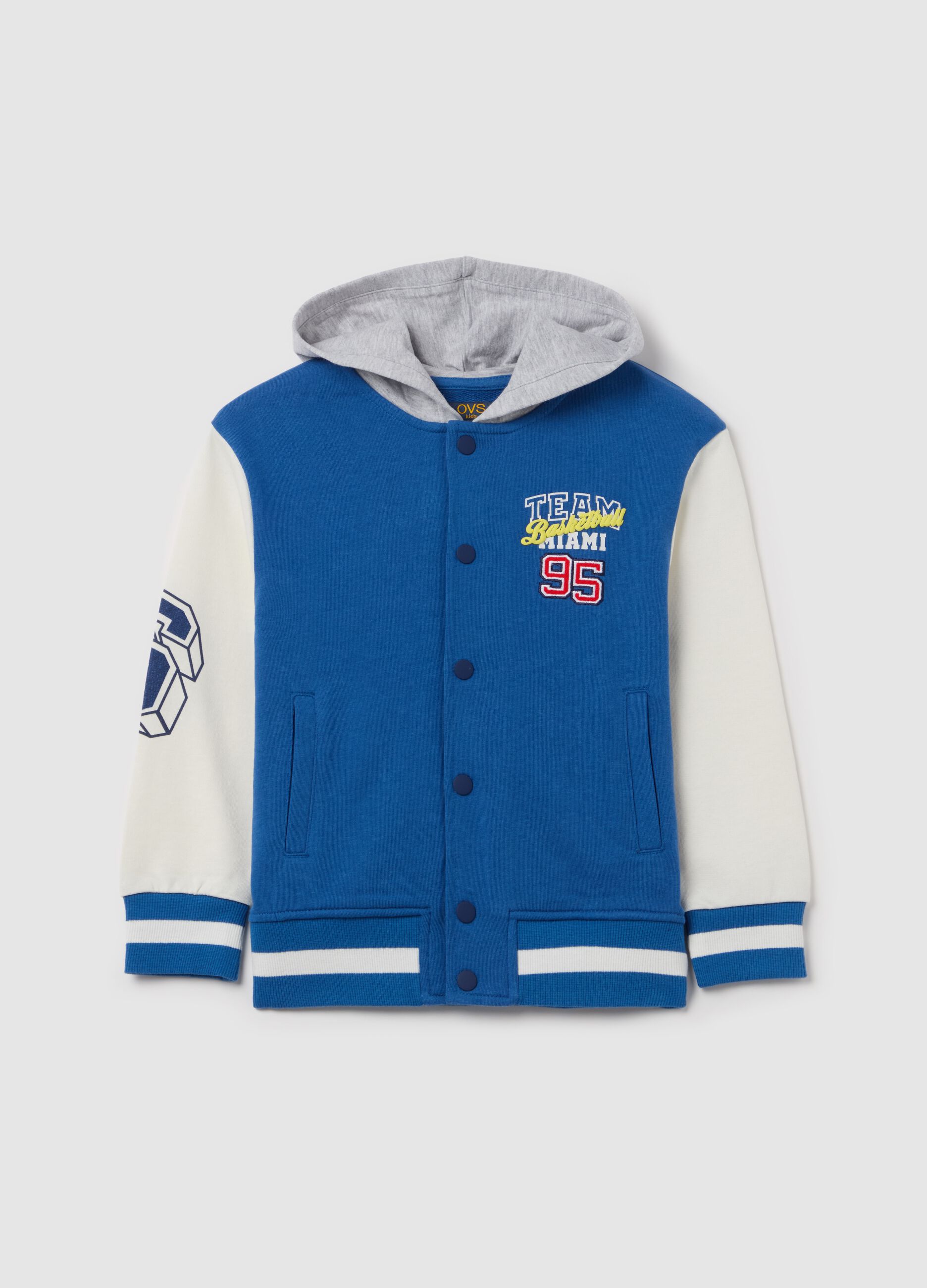 Felpa in French Terry con cappuccio "Miami Basketball"