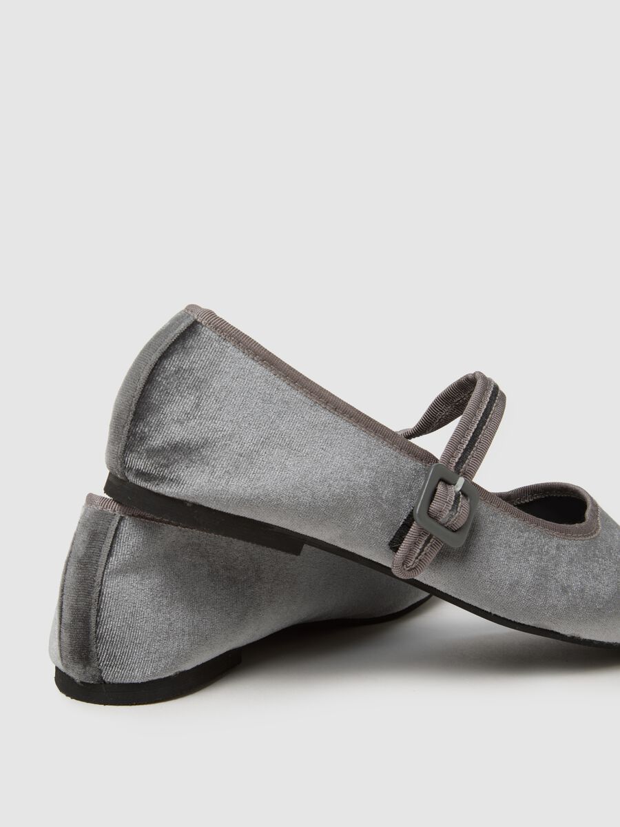 Scarpe ballerina in velluto grigio_1